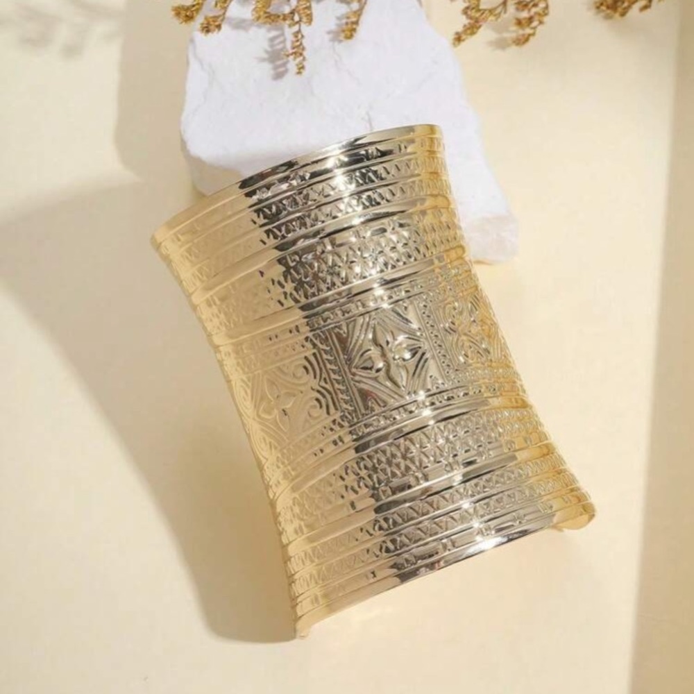 Gold Textured Cuff Bracelet